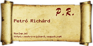 Petró Richárd névjegykártya