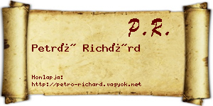 Petró Richárd névjegykártya